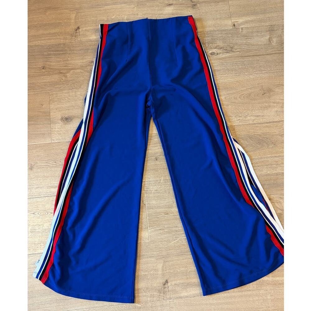 A’GACI Women’s Wide Leg Tearaway Track Pants Size M Blue Red White Side  USA